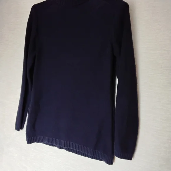 Coldwater Creek Navy Cable Knit Turtleneck Sweater - Picture 4 of 7
